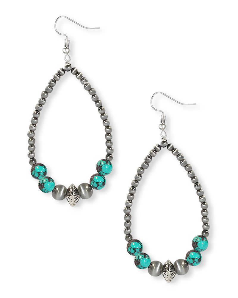 WESTERN TEARDROP NAVAJO PEARL EARRINGS