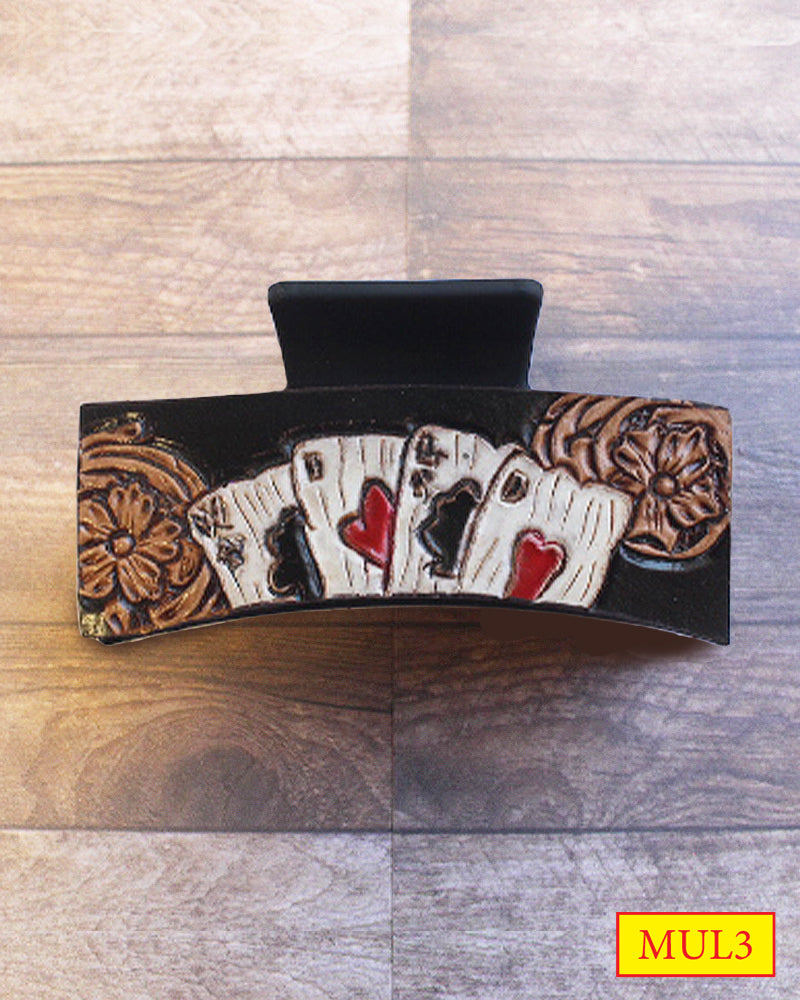 WESTERN GENUINE LEATHER HAIR CLAW CLIPS