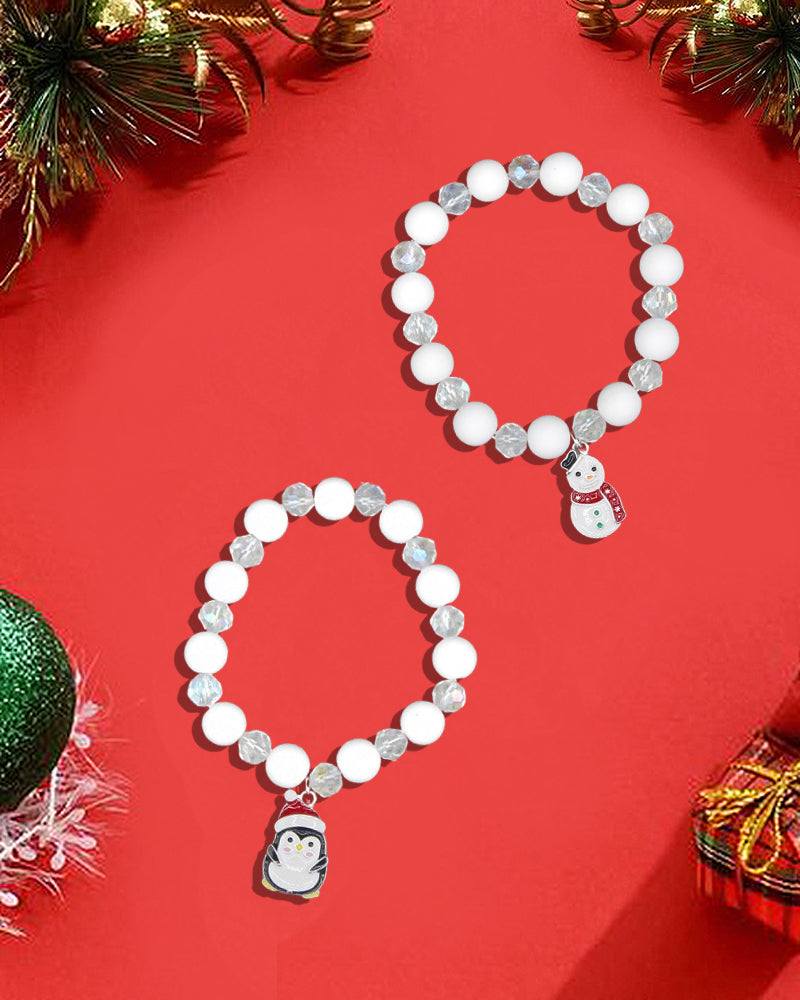 CHRISTMAS THEME PENDANT WITH RUBBER BALL STRETCH BRACELET