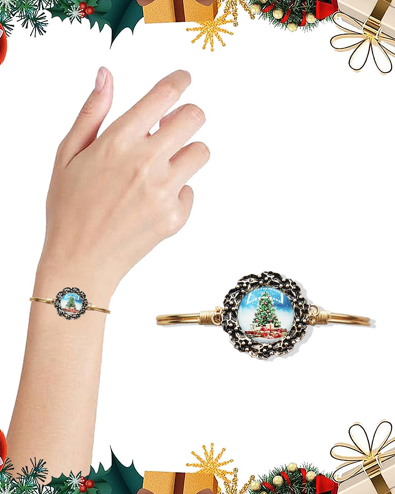 CHRISTMAS THEME BUBBLE WIRE BANGLE BRACELET