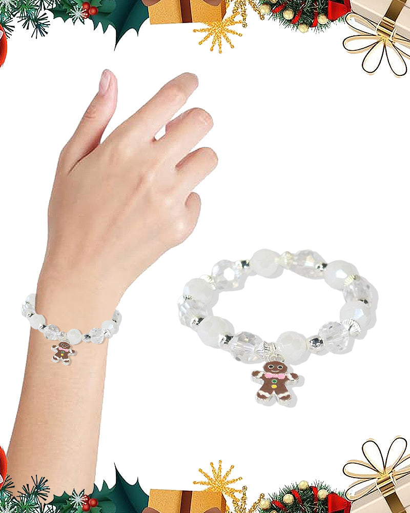 Christmas Theme Glass Beaded Stretch Bracelet