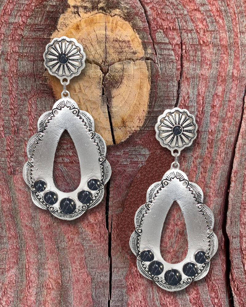 WESTERN TEXTURED TEARDROP SHAPE EARRINGS