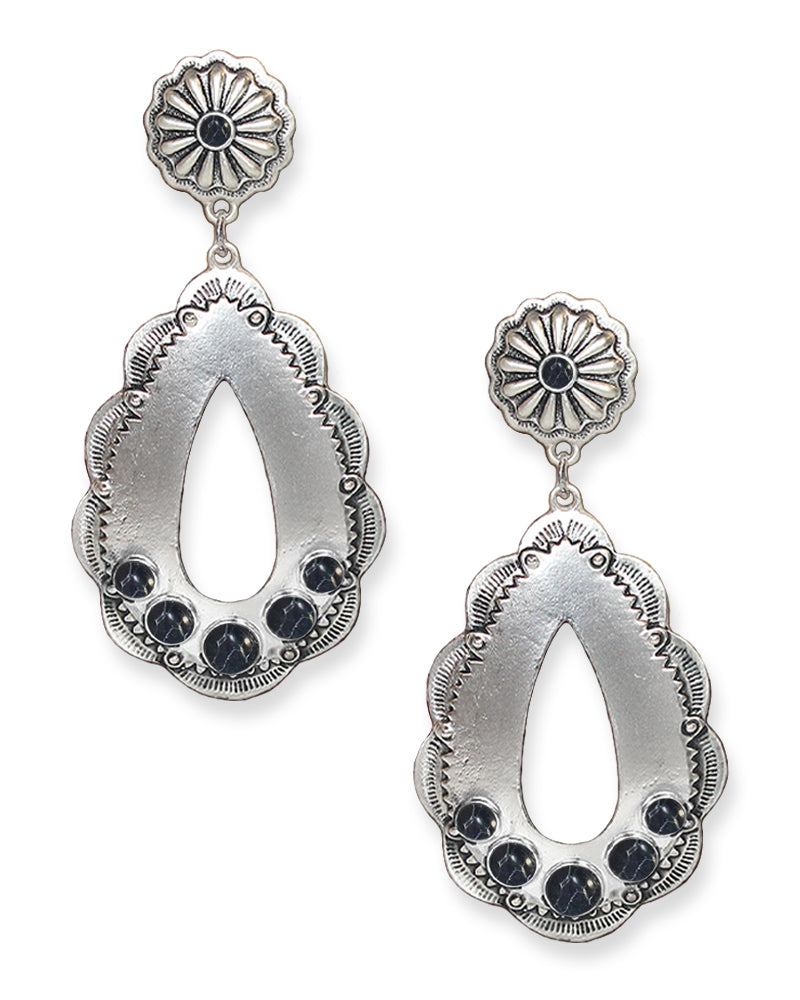 WESTERN TEXTURED TEARDROP SHAPE EARRINGS