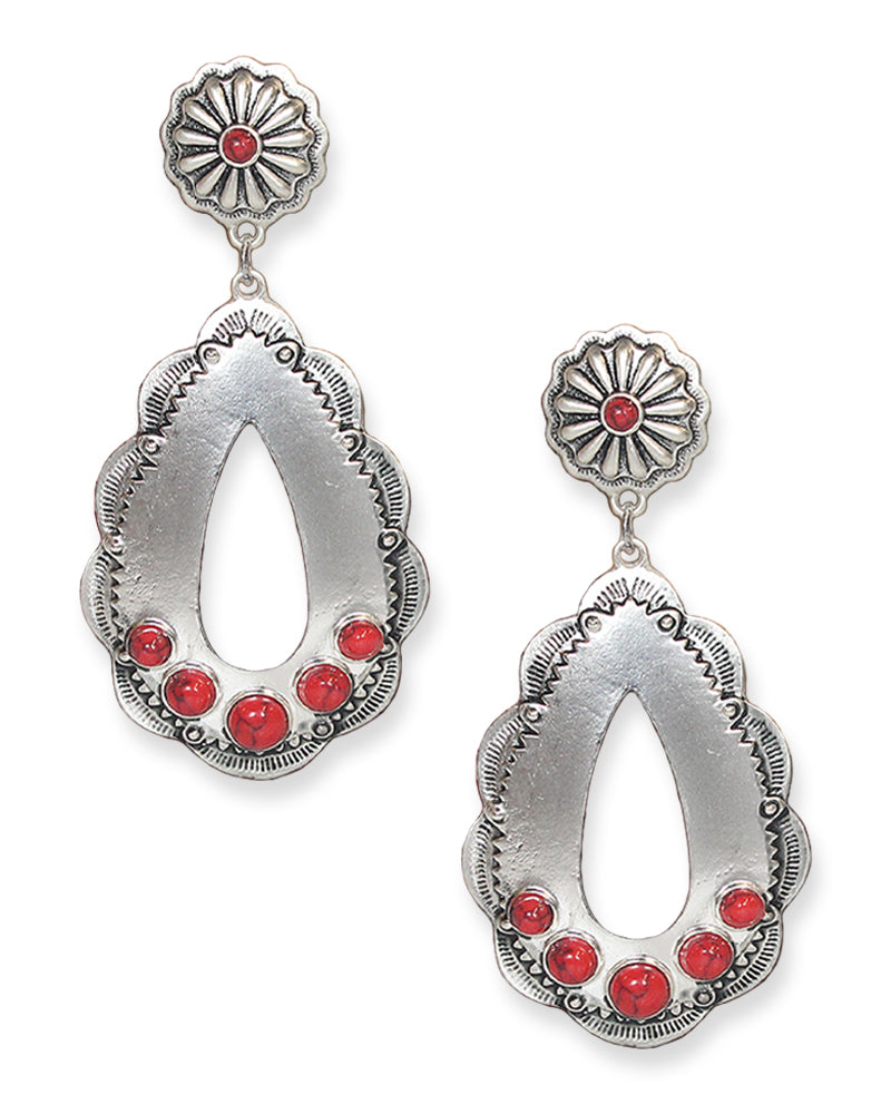 WESTERN TEXTURED TEARDROP SHAPE EARRINGS