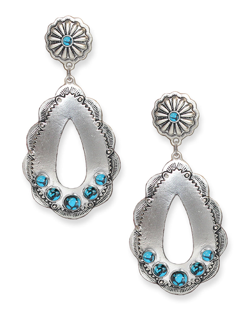 WESTERN TEXTURED TEARDROP SHAPE EARRINGS