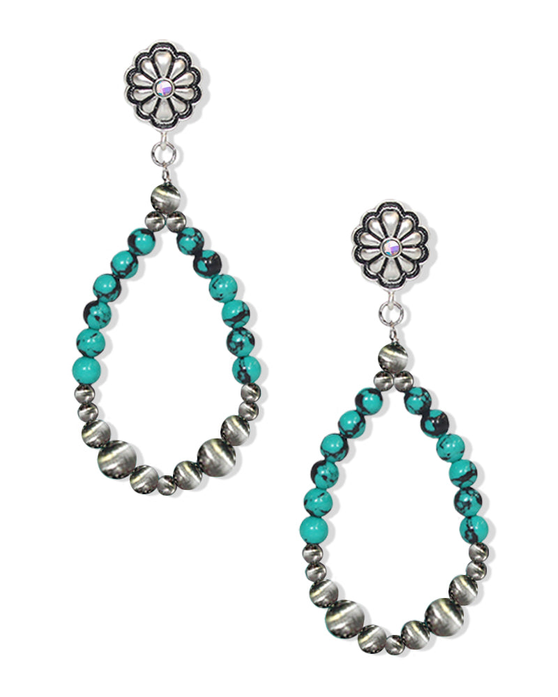 WESTERN TEARDROP NAVAJO PEARL EARRINGS