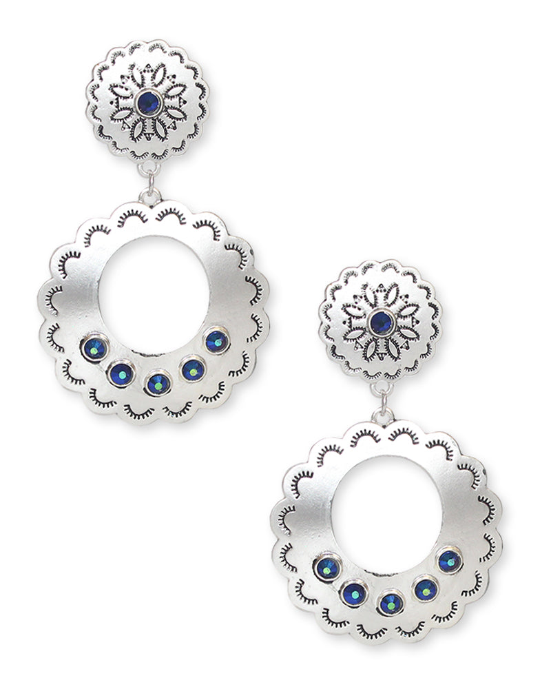 Western Textured Round Drop Earrings