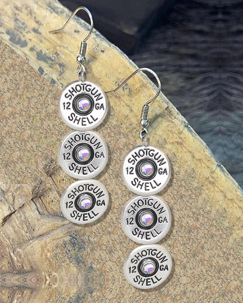Western Shotgun Shell Overlapped Dangle Earrings