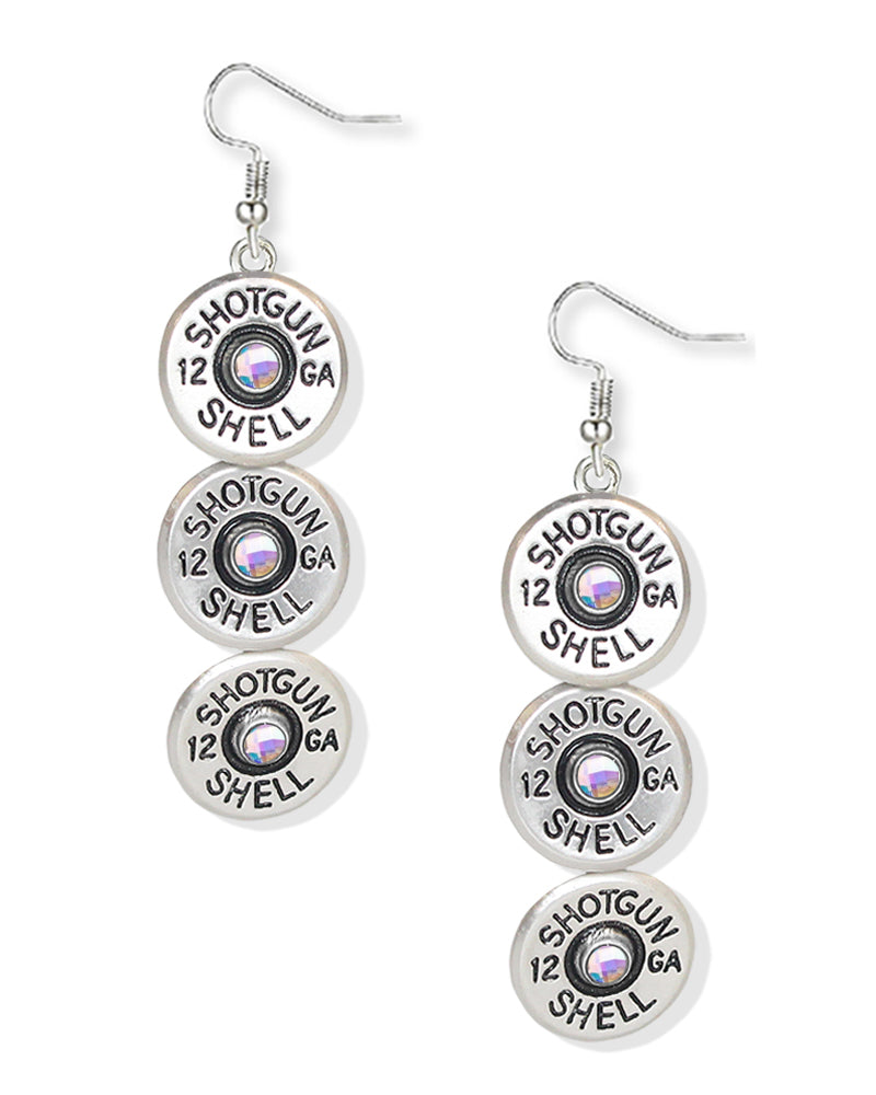 Western Shotgun Shell Overlapped Dangle Earrings