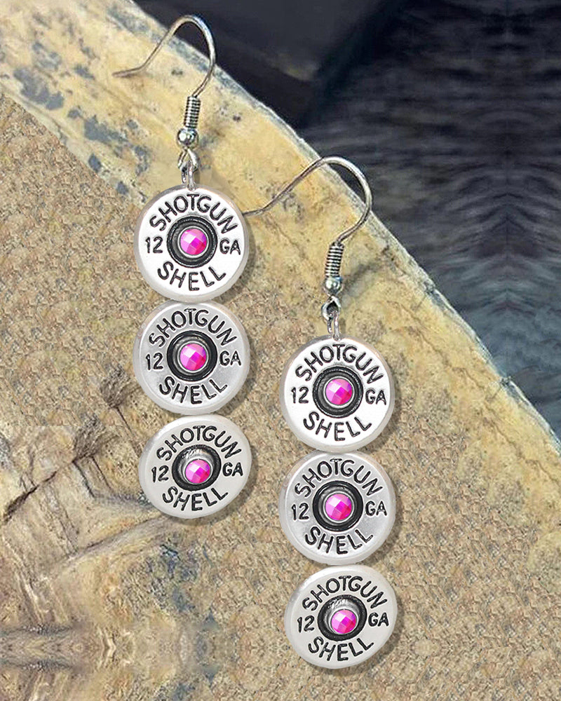 Western Shotgun Shell Overlapped Dangle Earrings