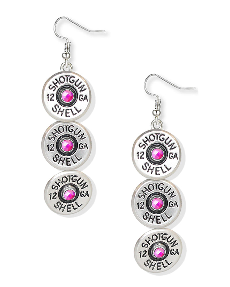 Western Shotgun Shell Overlapped Dangle Earrings