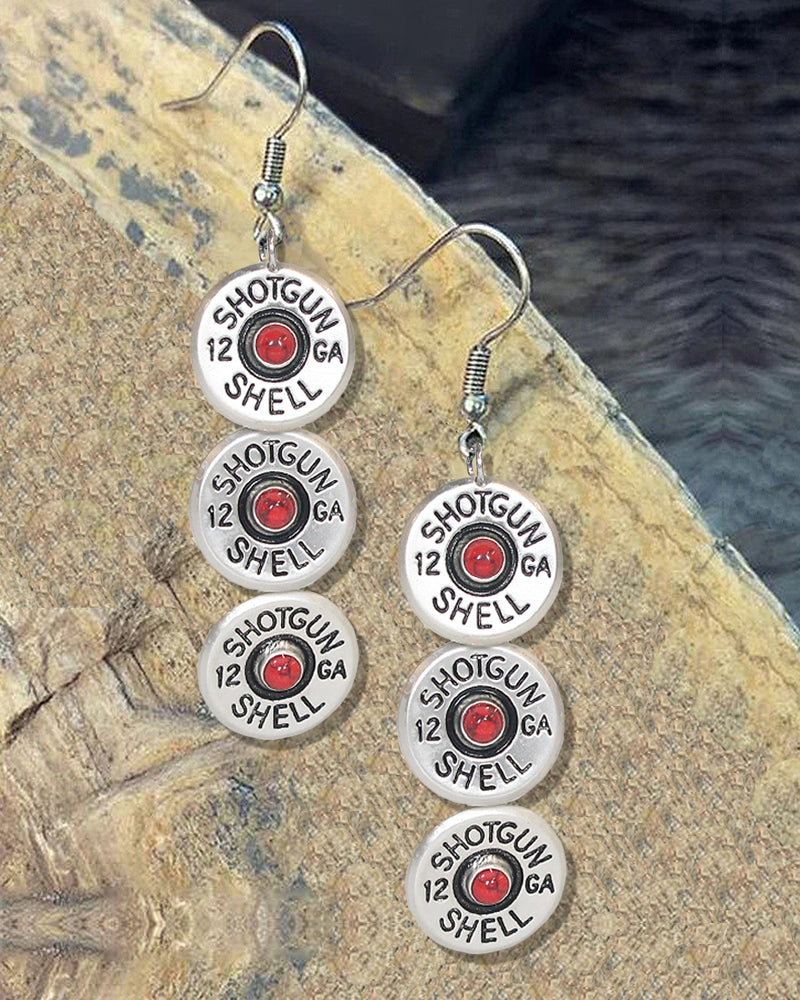 Western Shotgun Shell Overlapped Dangle Earrings