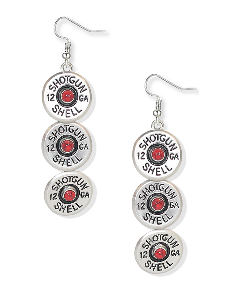 Western Shotgun Shell Overlapped Dangle Earrings
