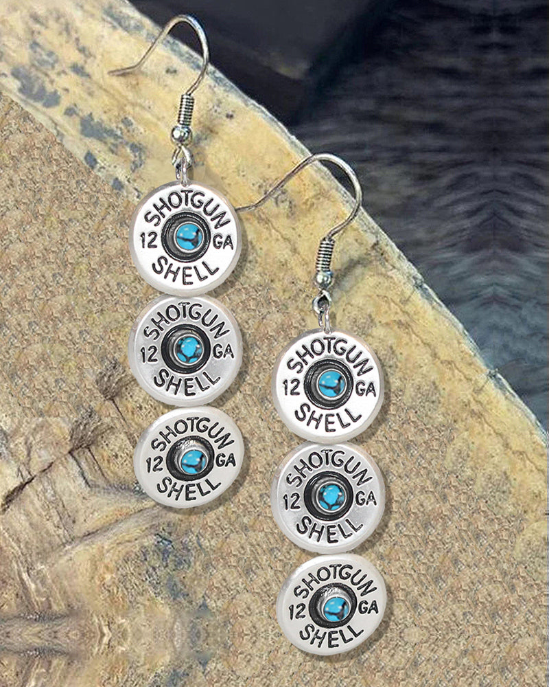Western Shotgun Shell Overlapped Dangle Earrings