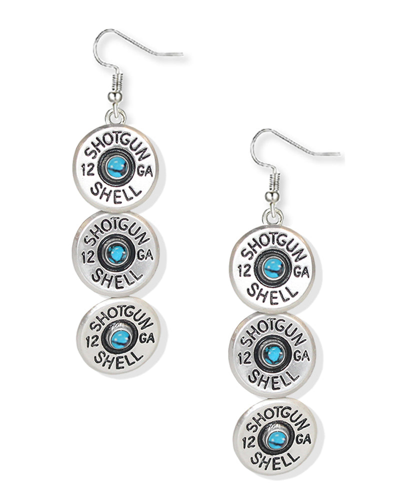Western Shotgun Shell Overlapped Dangle Earrings