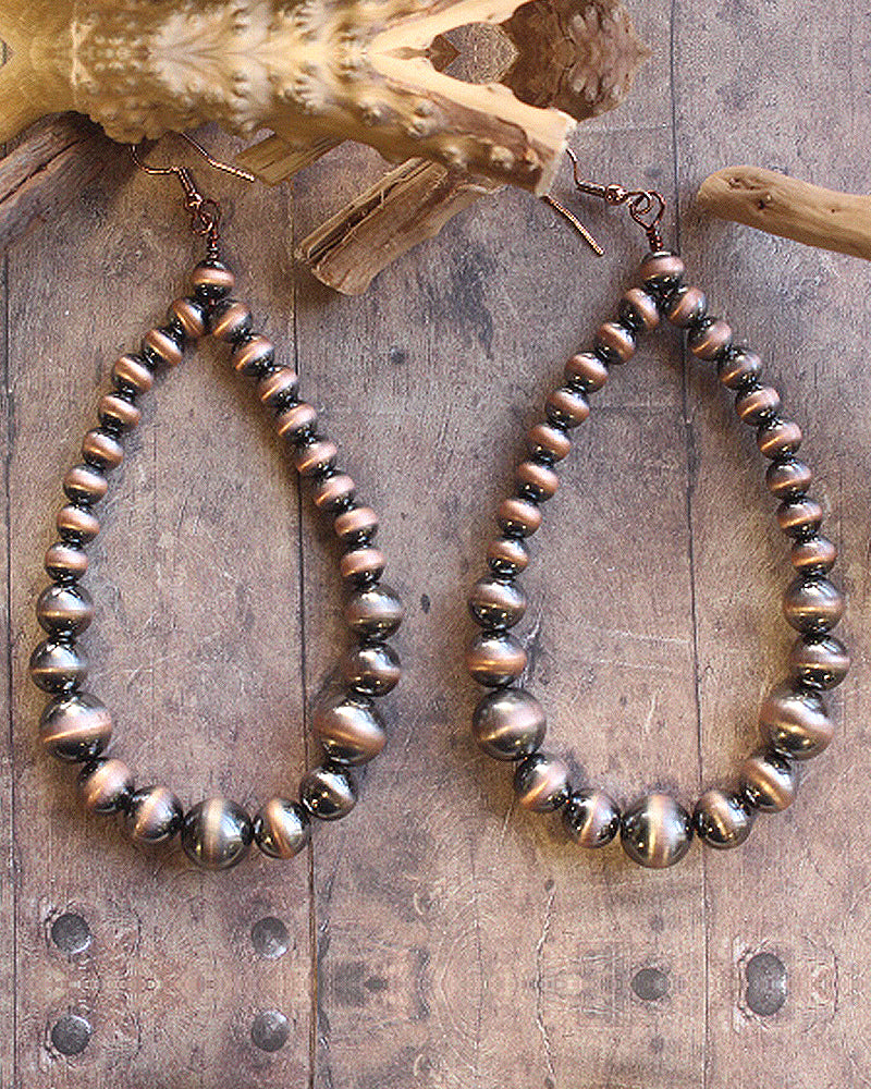 WESTERN TEARDROP SHAPE NAVAJO PEARL EARRINGS